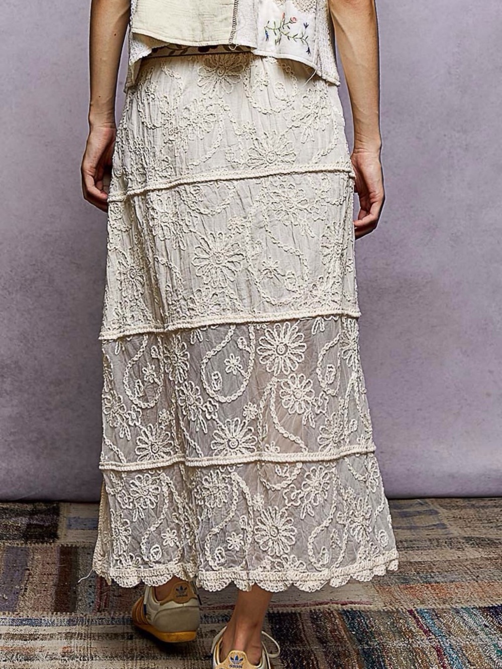 POL NWT SKIRT Maxi  Natural Lace Lined One Size